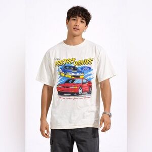 Vintage Ford Mustang Graphic T Shirt Cream Men’s XL Cars USA Made